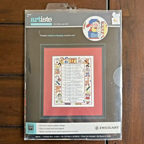 Counted Cross Stitch Kit If A Child Lives With Love Criticism Zweigart - Picture 2 of 4